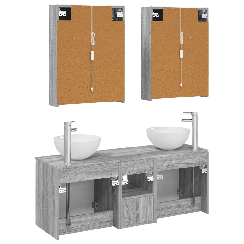 Set di Armadi da Bagno 5 pcs Sonoma grigio 53 x 15,5 x 70 cm 3406372