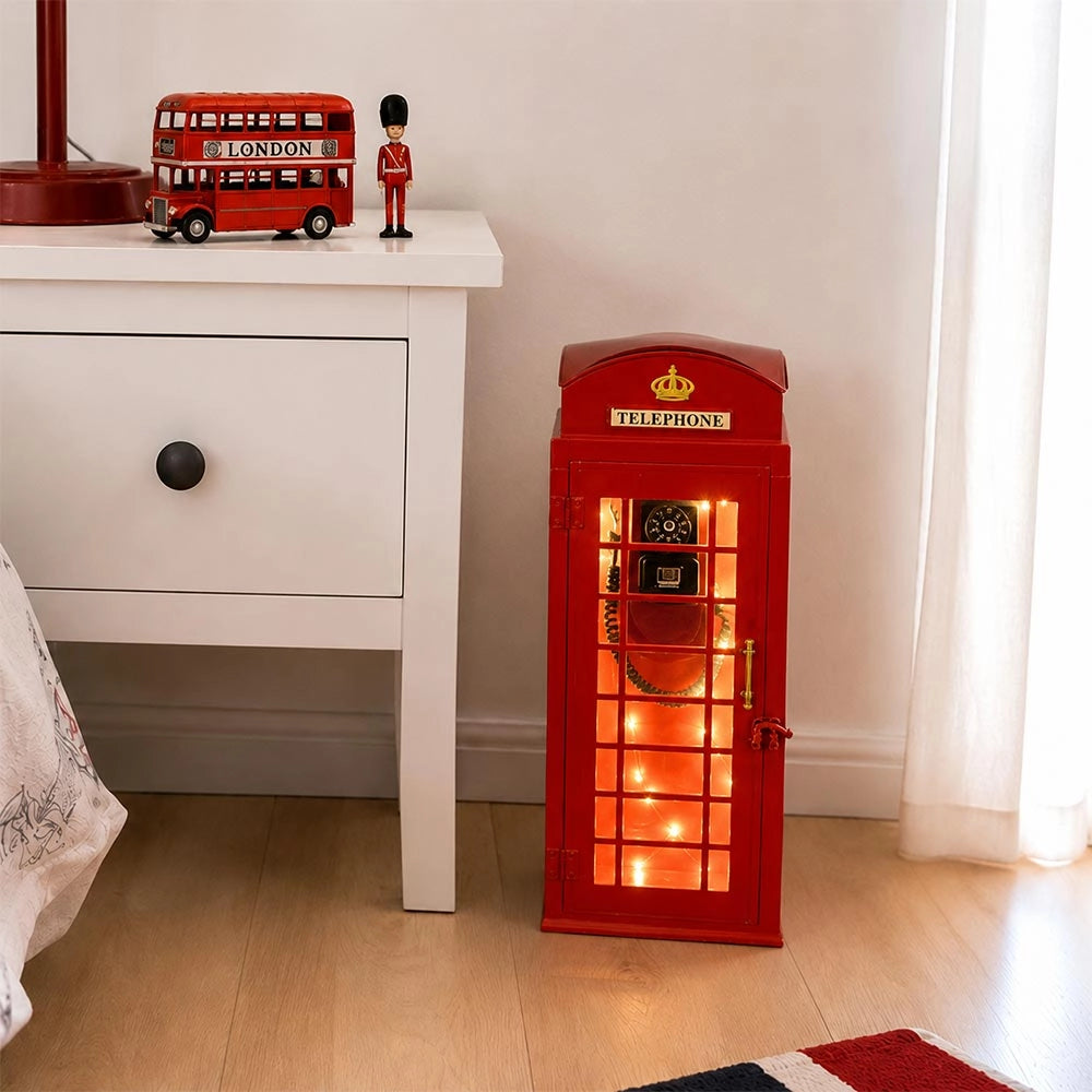 Cabina Telefonica Londra Rossa h 50 cm in Metallo Oggetto Decorativo Stile Retrò