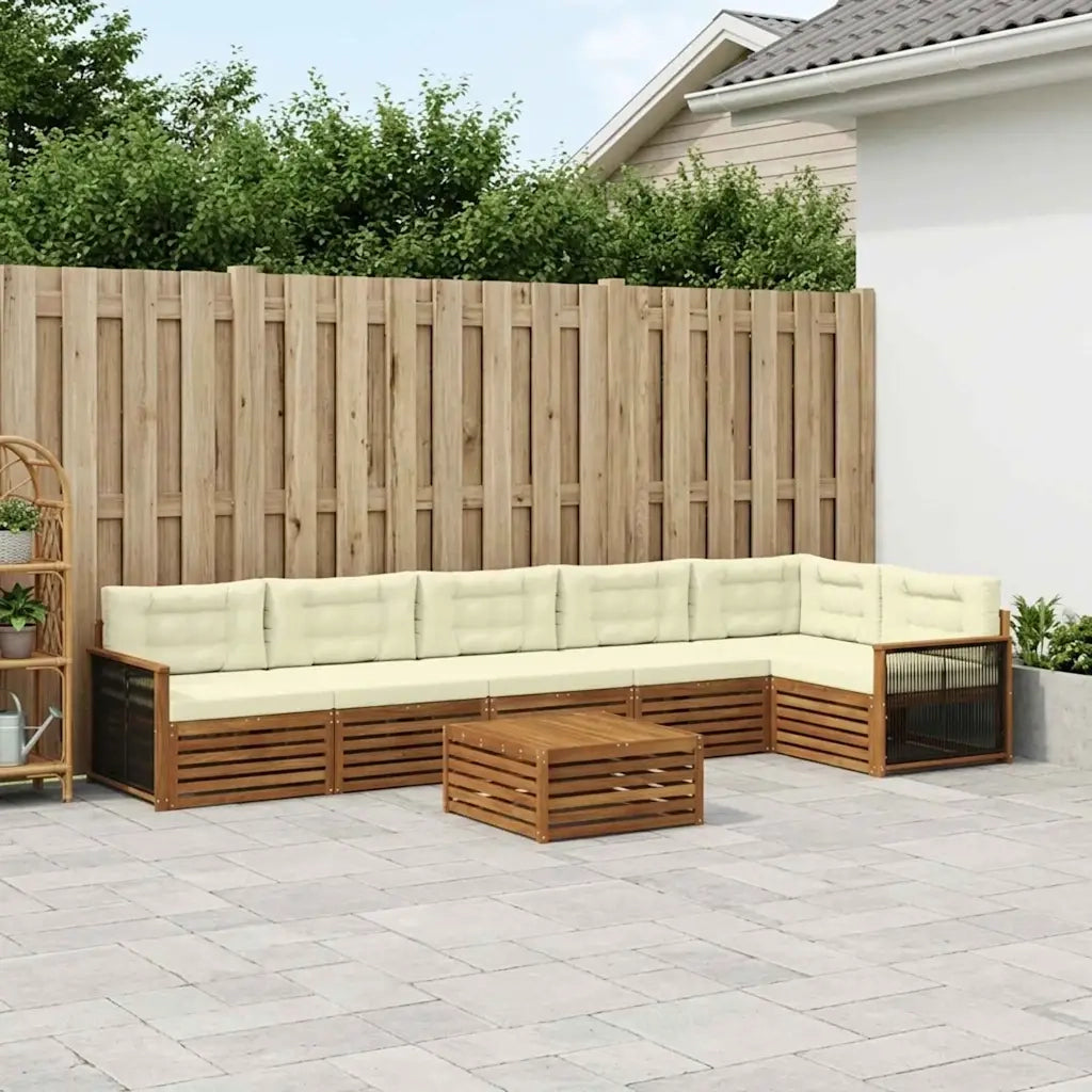 Set di divani da esterno con cuscino 7 pcs Naturale e Crema
