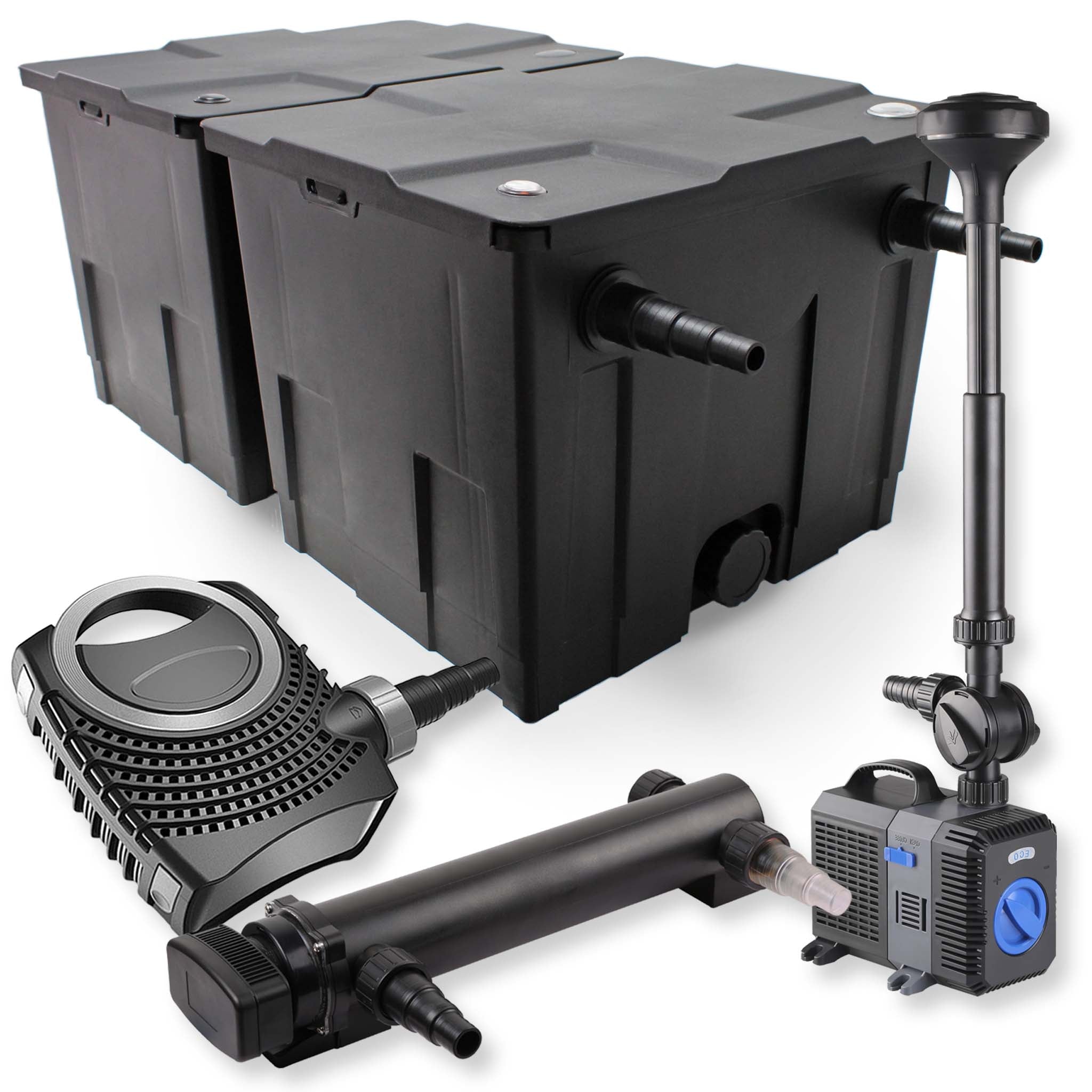 Set filtro a 2 camere 60000l chiarificatore UVC 24W pompa 70W pompa fontana