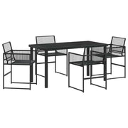 Set da Pranzo per Giardino 5 pz | Set Salotto da Giardino Nero polyrattan