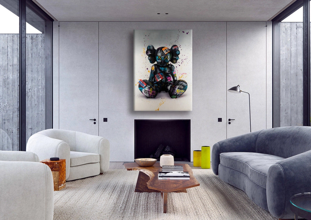 Peluche Grunge -  Quadro Canvas Contemporaneo su telaio in legno Misura: 50x70 cm