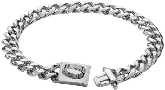 Collare per Cani in Acciaio Inossidabile - 15 mm Largo - Catena a Sfera Cubana - Ferro di Chiusura Metallico - D-Ring per Etichette/Raccordo - Forte e Duraturo - Collare per Cani