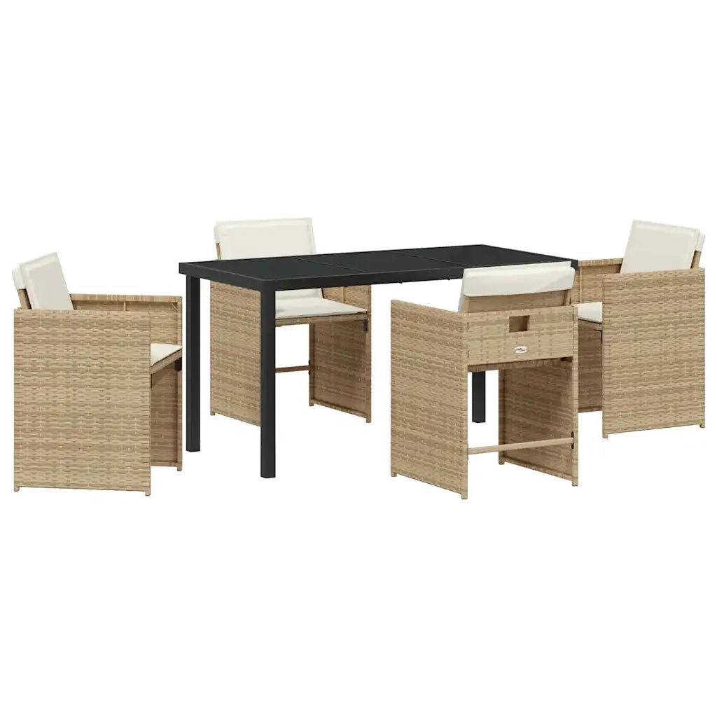Set da Pranzo per Giardino 5 pcs Beige polyrattan 3380702
