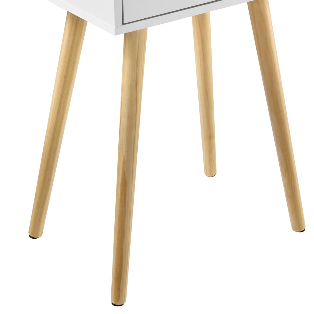 Comodino con cassetto cassettiera mobile contenitore gambe in pino 60 cm bianco 03_0003141