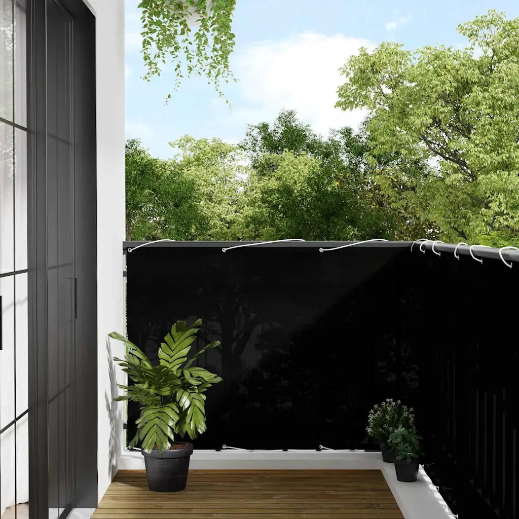 Paravento da Balcone-Pannello per balcone Nero 120x1000 cm 100% Poliestere Oxford