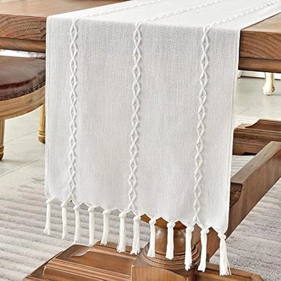 Telaio da tavola in cotone, telaio da tavola bianco in stile rurale, 240 cm di lunghezza, adatto per catering, feste e uso quotidiano (bianco, 240 cm)