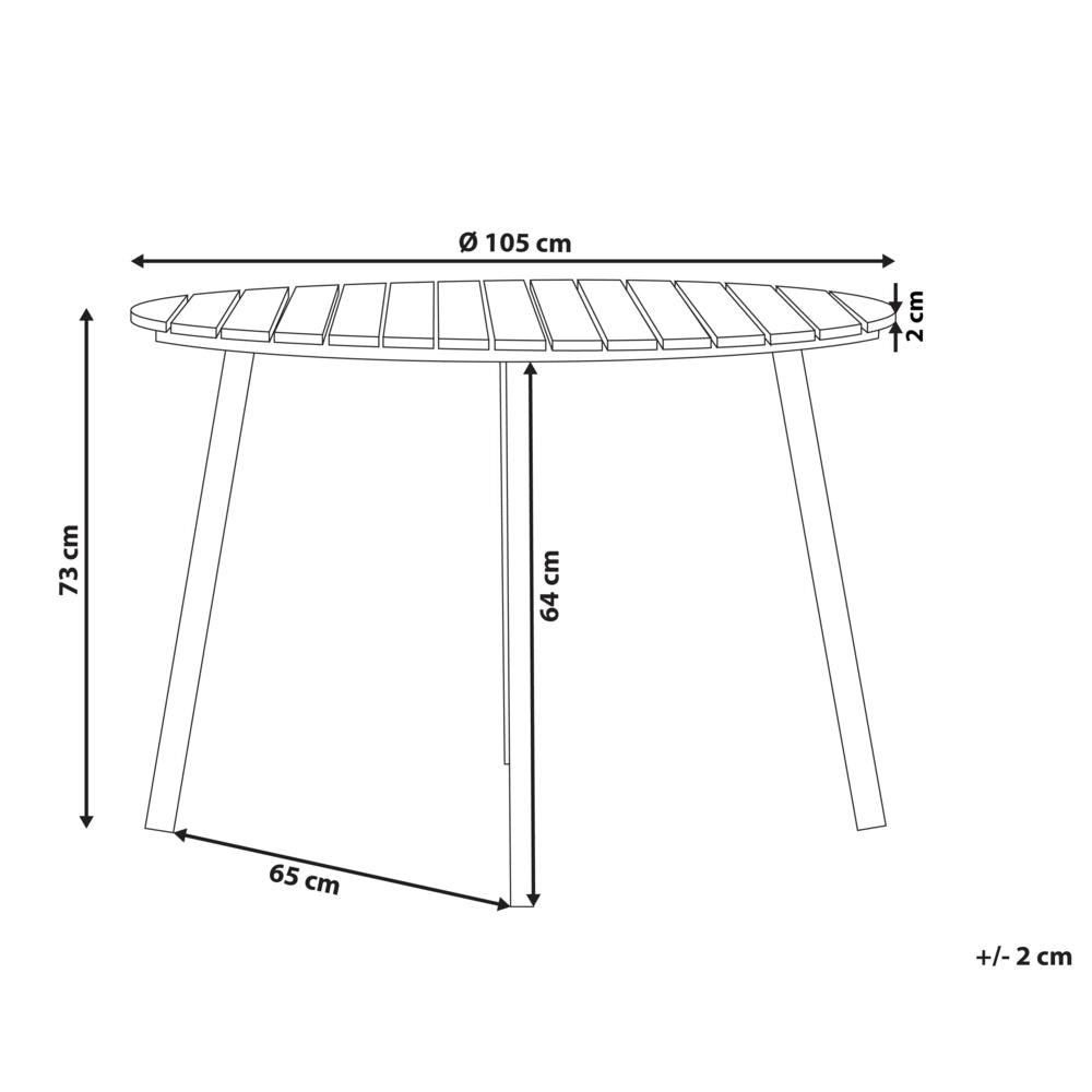 Tavolo da pranzo per esterni leggero legno plastica legno piano a doghe struttura in alluminio gambe rotonde 105 cm 4 posti