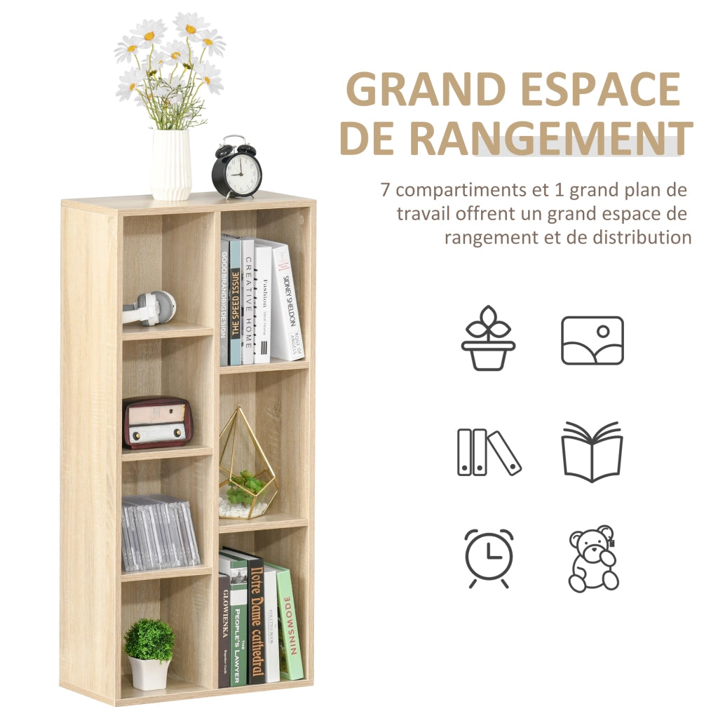 Libreria a 7 cubi ¨C zephmum ¨C legno naturale 50x24x106 cm