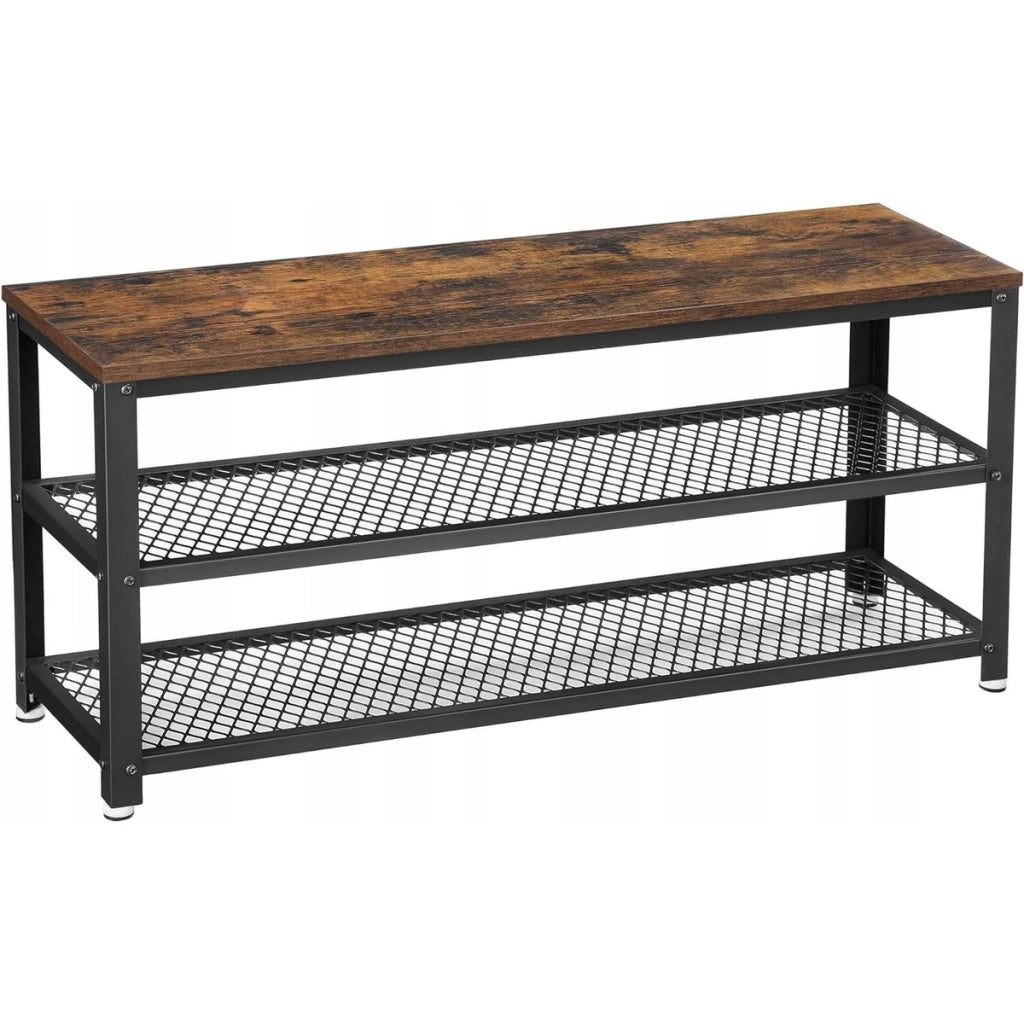 Panca Scarpiera Loft con Seduta in Legno Rustico e Metallo