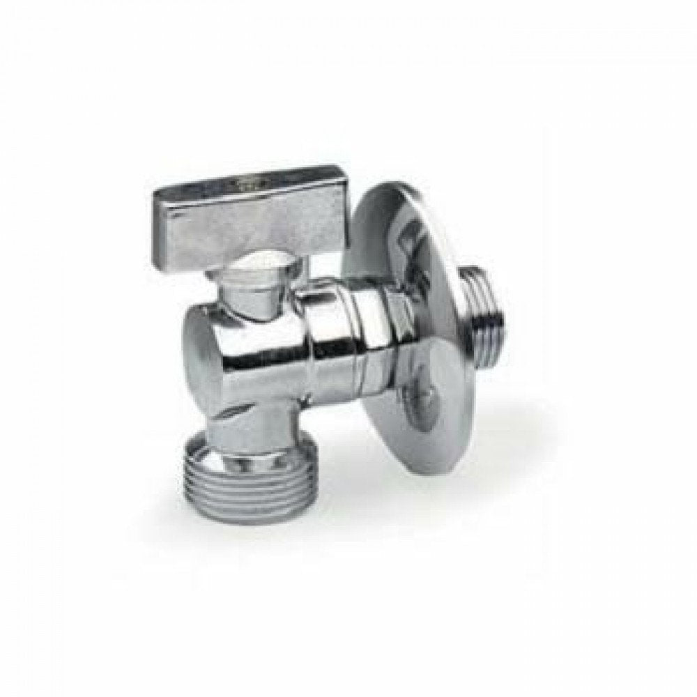 Rubinetto lavatrice 1/2  x 3/4 a farfalla c rosetta ottone crom