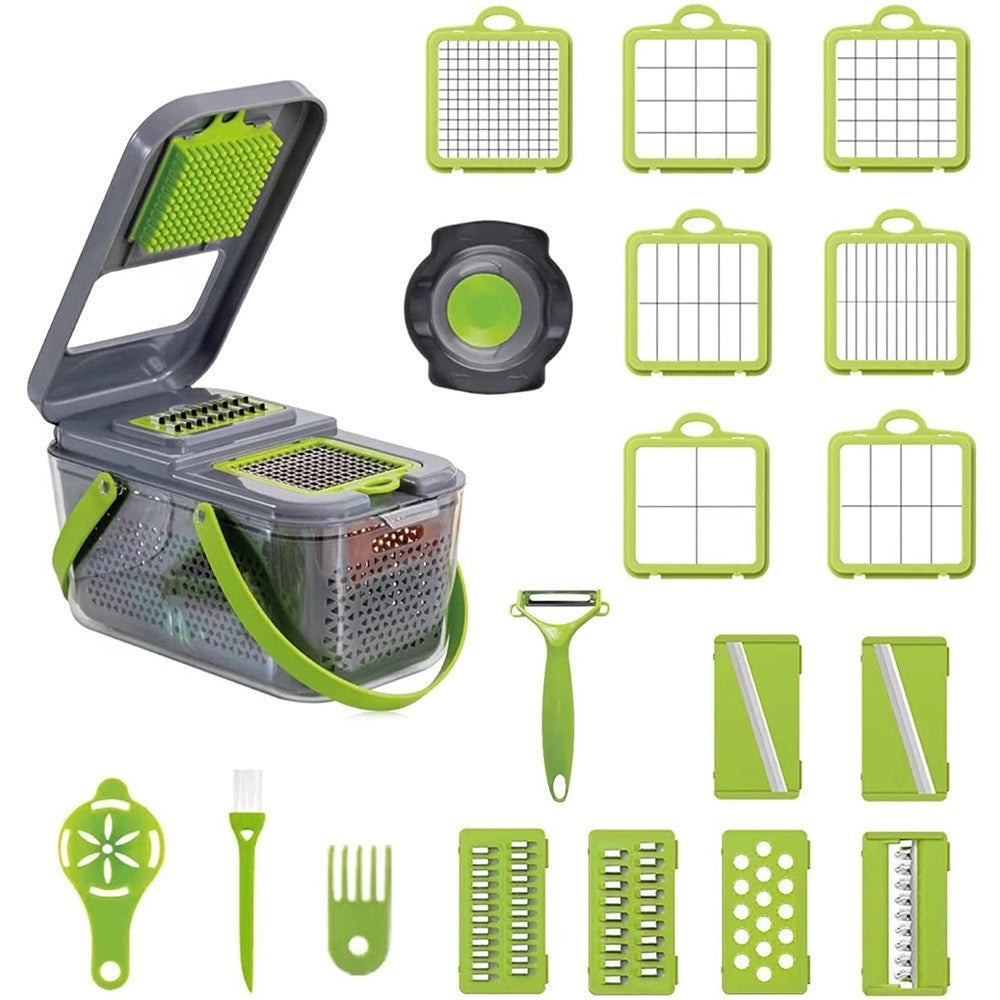 Trade Shop - Affettatrice Multitagliera Pialla Grattugia Tritatutto Verdure Mandolina 22 In 1 -