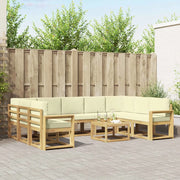 Set di divani da esterno 10 pcs Bianco e Crema 59 x 59 x 37 cm