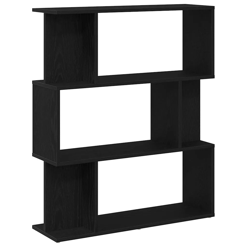 Libreria-Scaffale per Libri-Mobile di Stoccaggio Rovere Nero 80x24x96 cm in Legno Ingegnerizzato