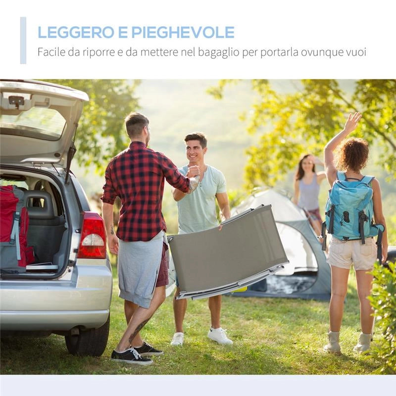 SET 2 SDRAIO DA GIARDINO PIEGHEVOLI 61 X 165 X 63 CM COLORE GRIGIO CHIARO