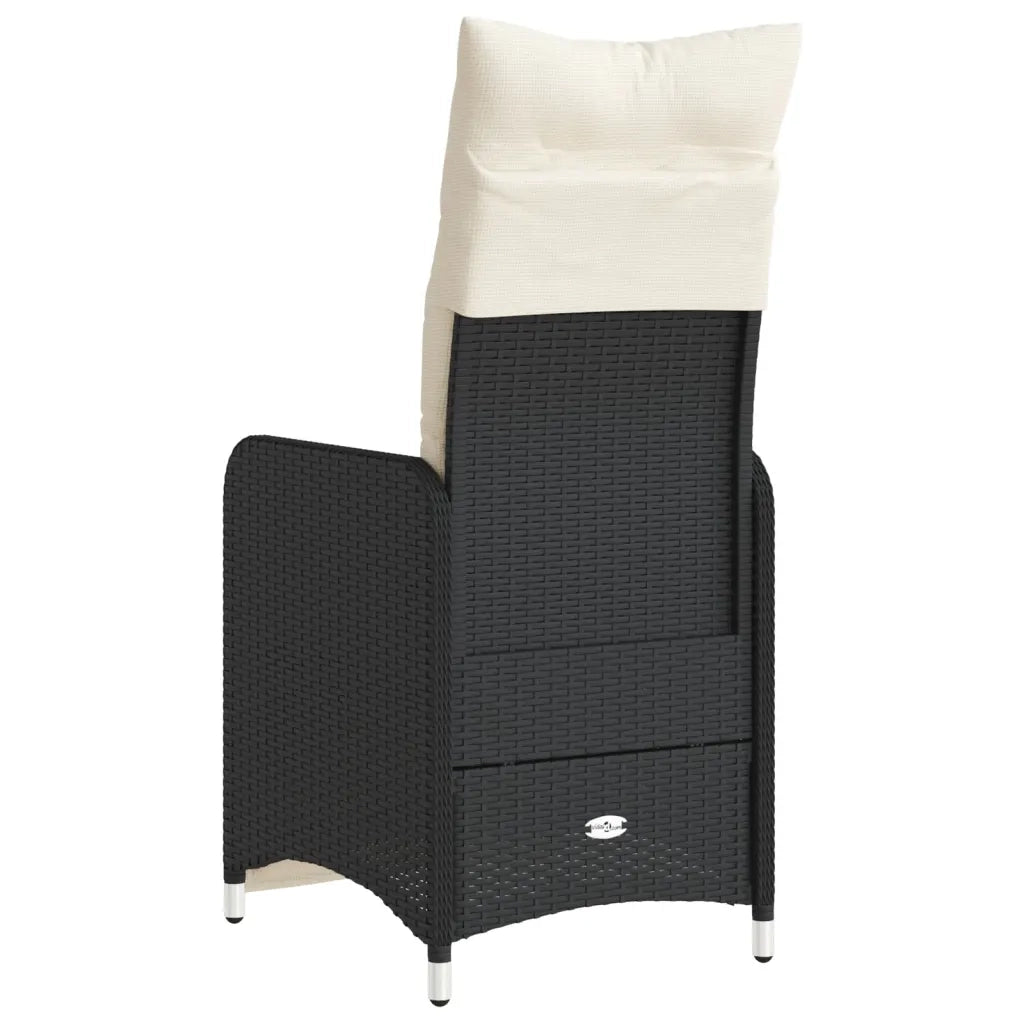Sedia Reclinabile da Giardino | Sedie da Esterno con Cuscini Nera in Polyrattan