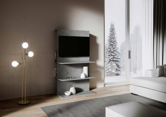 Porta TV moderno - LOKI Composizione: B, Colore: Antracite Spatolato, Dimensioni: L.100 P.50 H.170,4