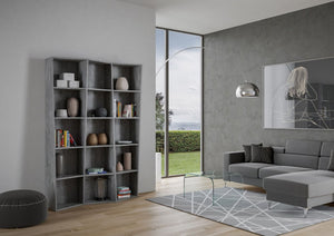 Libreria moderna a colonna - TREK Dimensioni: L.137 P.35 H.200, Colore: Cemento
