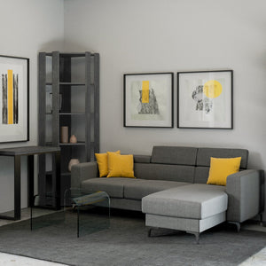 Libreria ad angolo - KATO ANGOLO Composizione: B, Dimensioni: L.60,3 P.60,3 H.205, Colore: Cemento