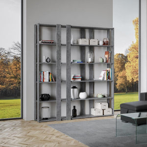 Libreria a fasce - KATO Dimensioni: L.178 P.36 H.204, Composizione: E, Colore: Cemento