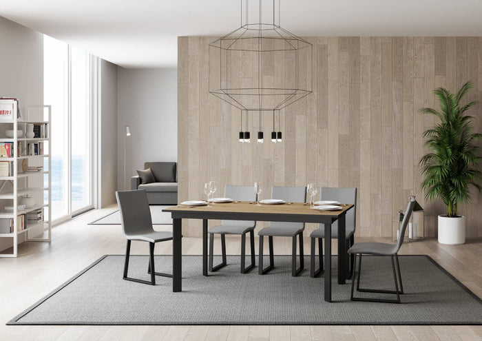 Tavolo Allungabile - CUMAR Telaio: Antracite, Colore: Quercia Natura, Dimensioni: 90x160/220