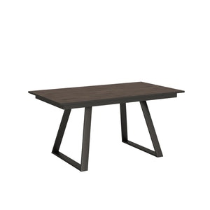 Tavolo Allungabile - BERNADETTE Telaio: Antracite, Dimensioni: 90x160/220, Colore: Noce