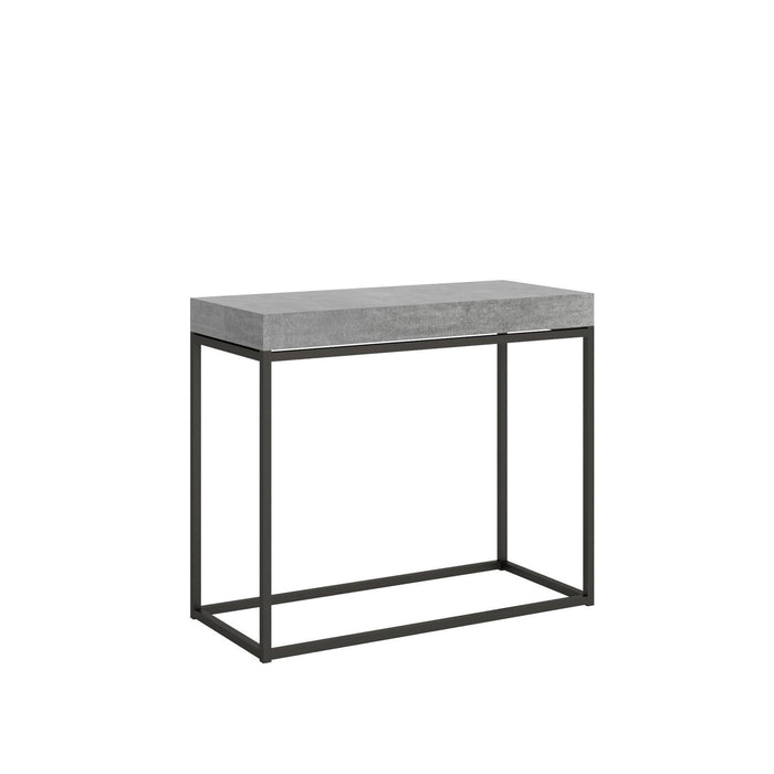 Consolle allungabile - NORDICA Telaio: Antracite, Colore: Cemento, Dimensioni: 90x40/196