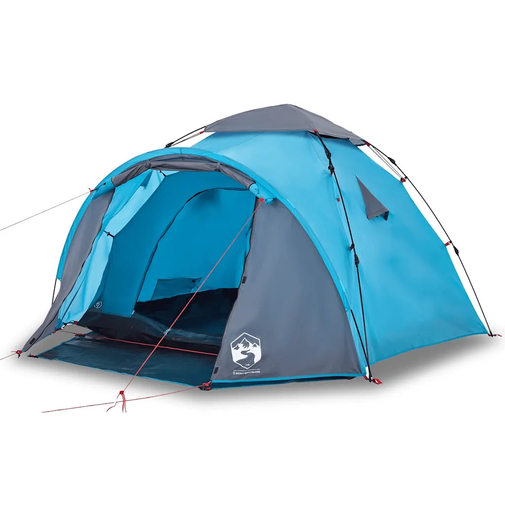 Tenda a Cupola da Campeggio 3 Persone-Tenda per Escursionismo Blu a Rilascio Rapido 891842