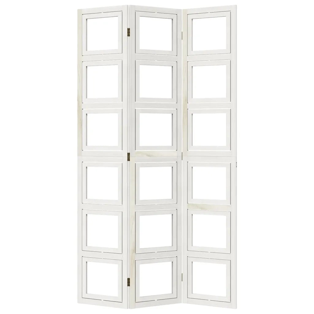 Divisorio Ambienti 3Pannelli Bianco Legno Massello di Paulownia 358687