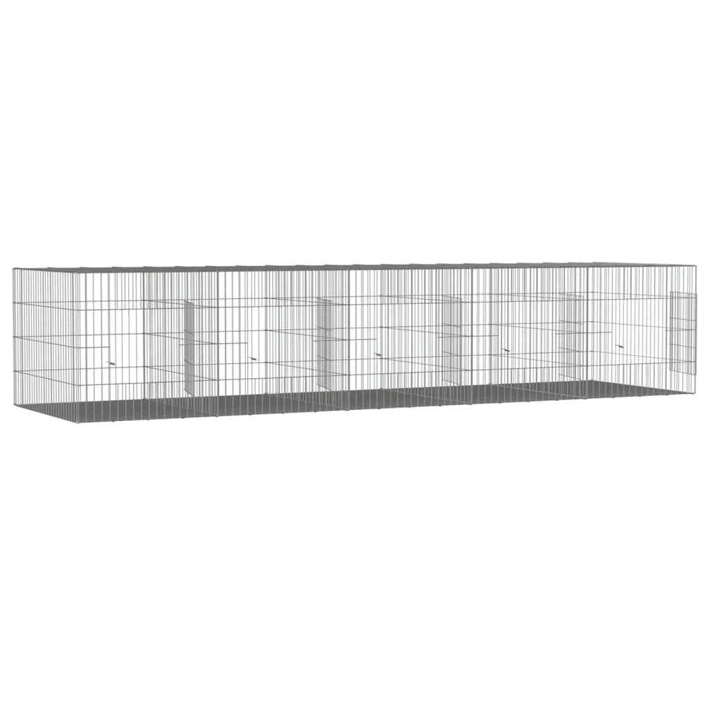 Gabbia per conigli con 5 pannelli 273 x 79 x 54 cm ferro zincato argento 02_0041691