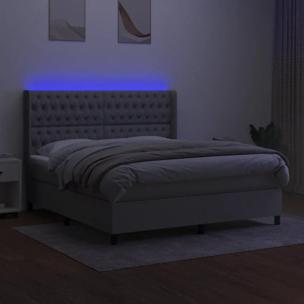Letto a Molle Materasso e LED Grigio Chiaro 160x200 cm Tessuto 3138565
