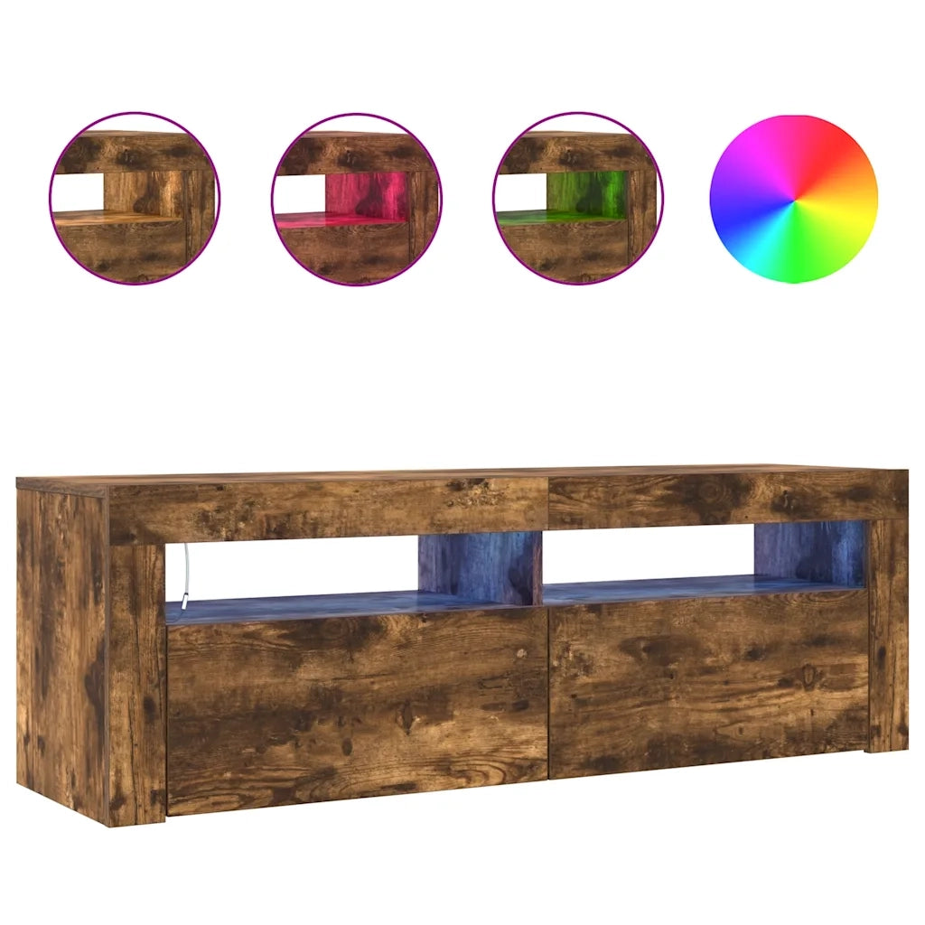 Mobile Porta TV con Luci LED Rovere Fumo 120x35x40 cm 815687