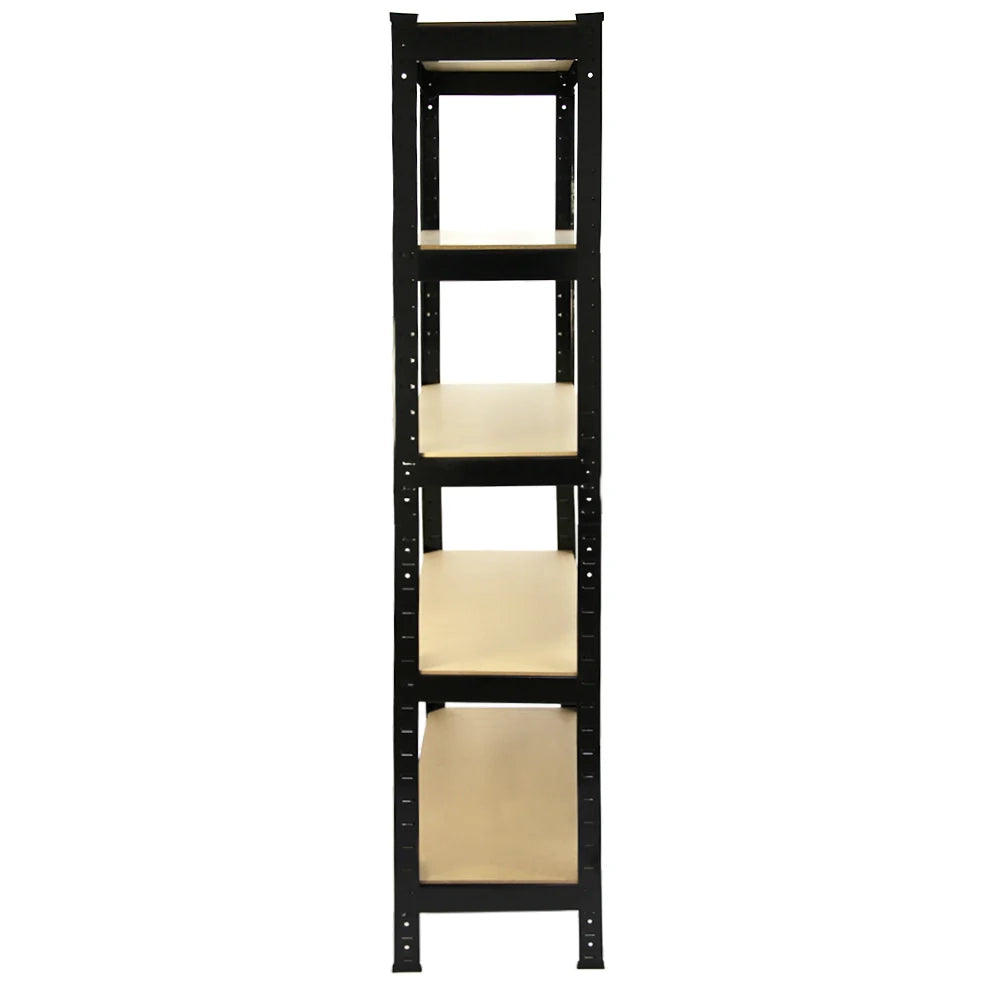 10 Scaffali in Acciaio Senza Bulloni T-Rax Neri Larghi 75cm per Magazzino e Box