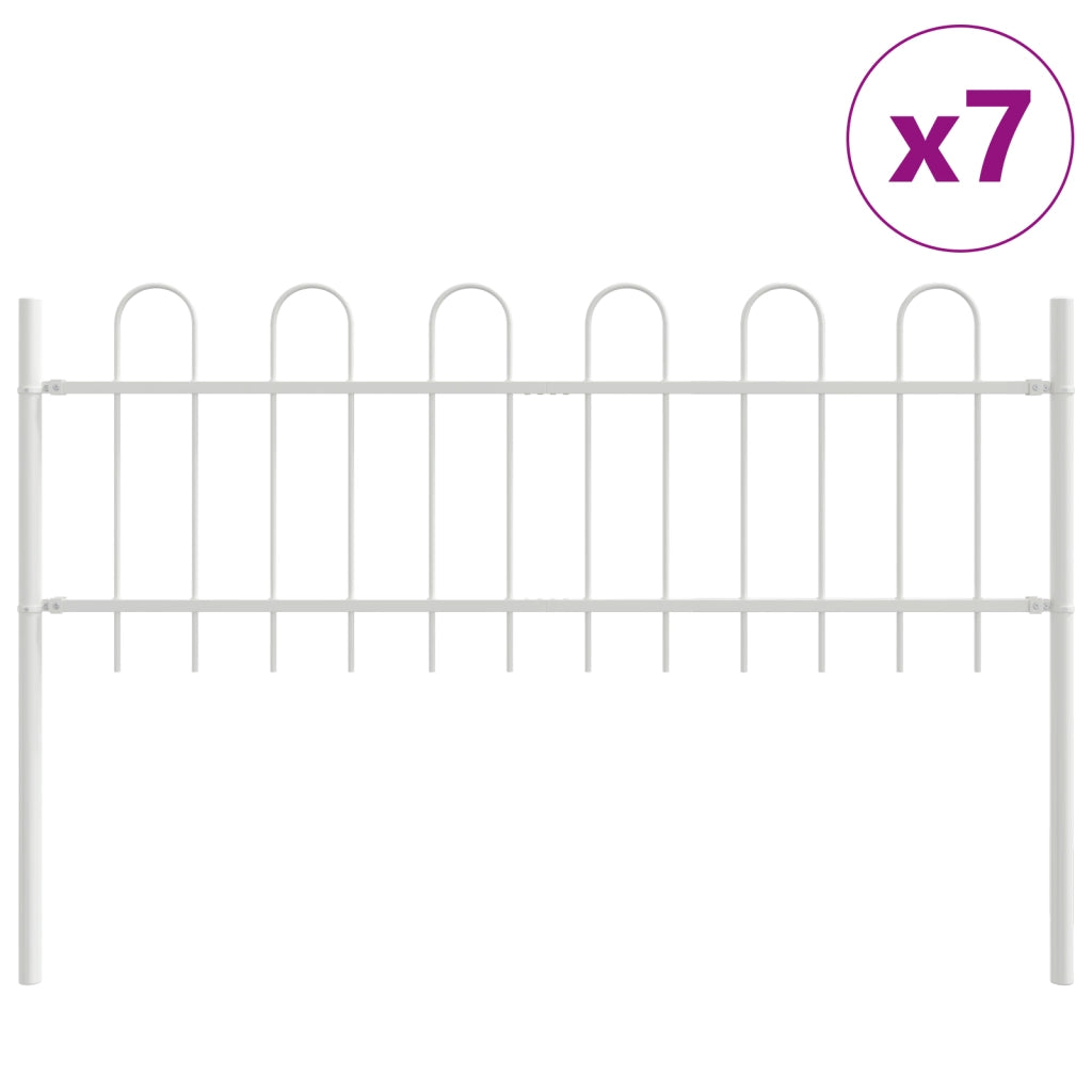 Recinzione da Giardino  con Fondo a Arco Bianca 11,9x0,6 m in Acciaio