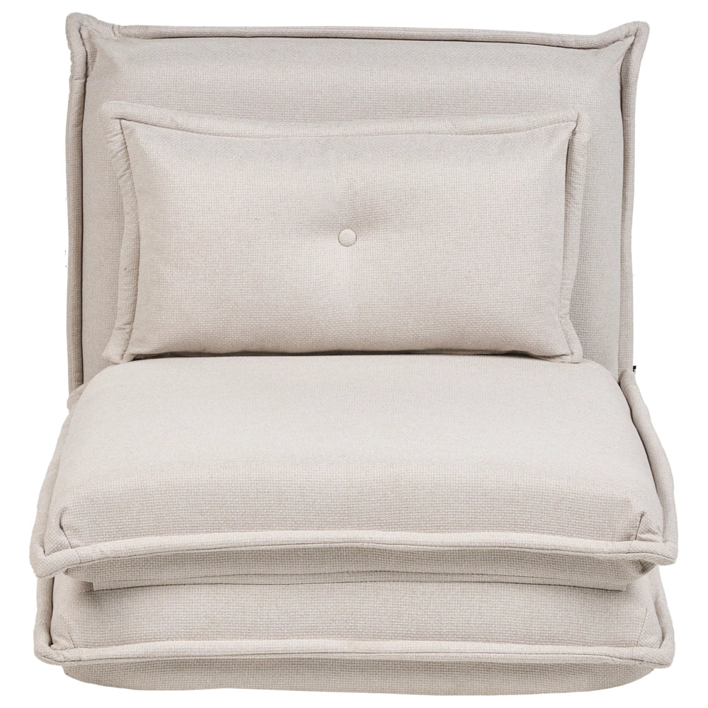 Divano letto bianco sporco Poltrona da pavimento Rivestimento in tessuto Letto singolo pieghevole con cuscino Design moderno Camera dei bambini Soggiorno