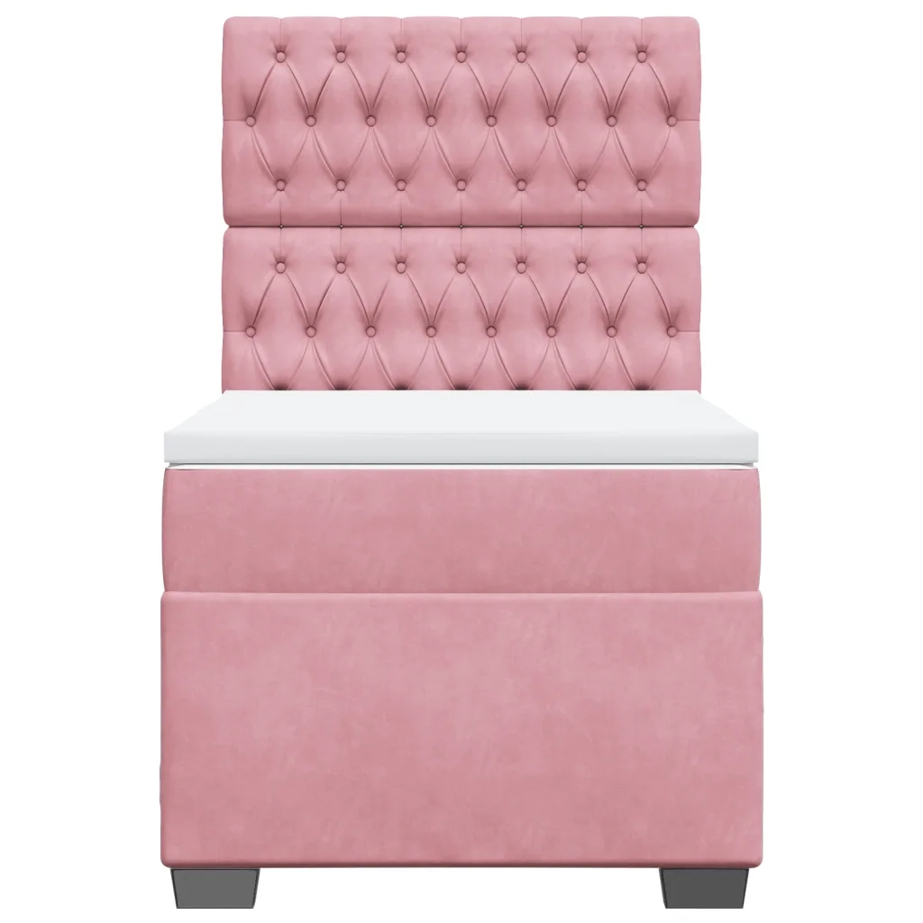 Giroletto a Molle con Materasso Rosa 90x200 cm in Velluto 3293121
