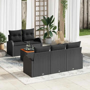 Set Divano da Giardino con archiviazione 6 pcs Nero polyrattan 3356189