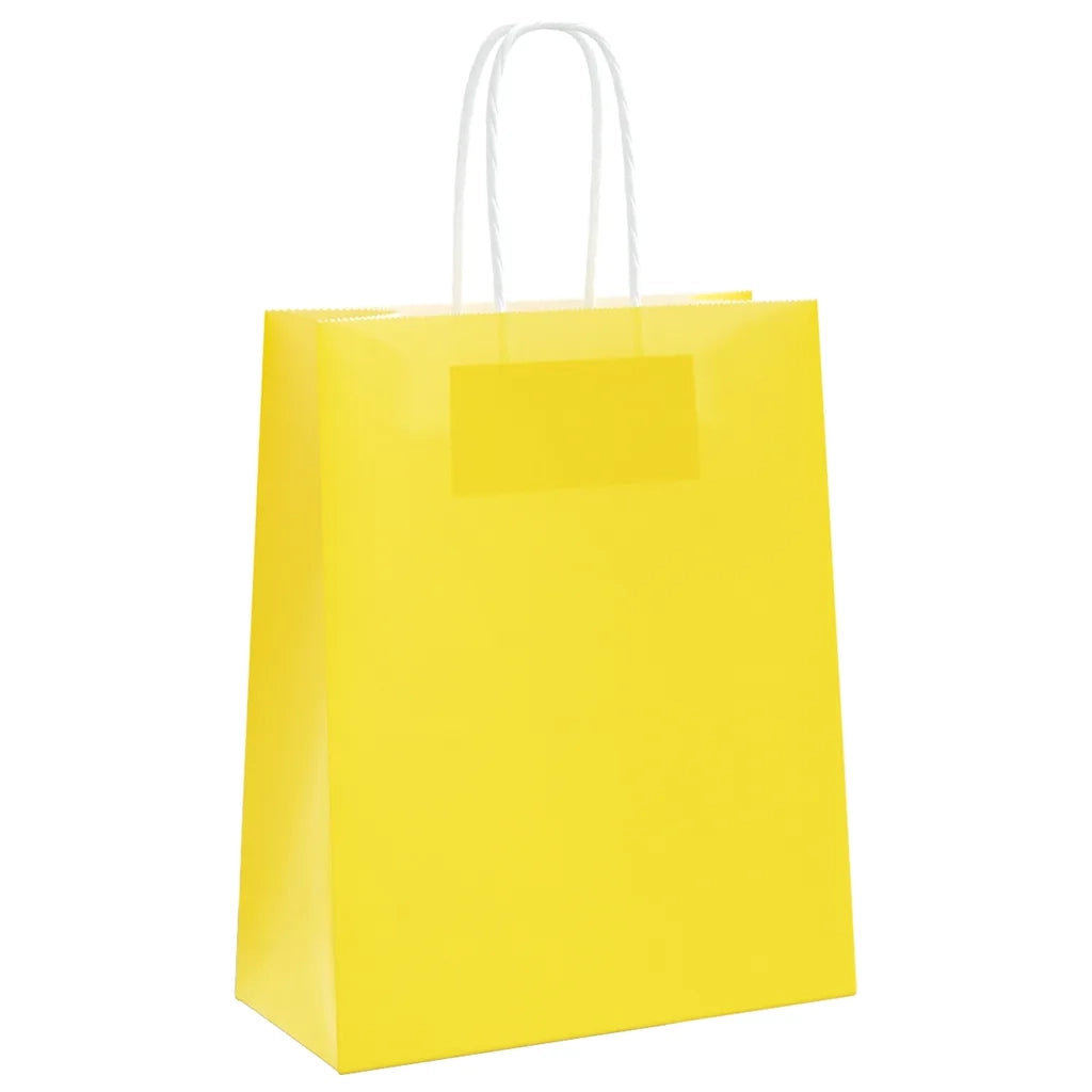 Sacchetti di Carta 250 pz con Manici Gialli 18x8x22 cm 4101782