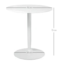 Tavolo Rotondo Moderno per 2 Persone in MDF e Acciaio , Ø70x75cm, Bianco