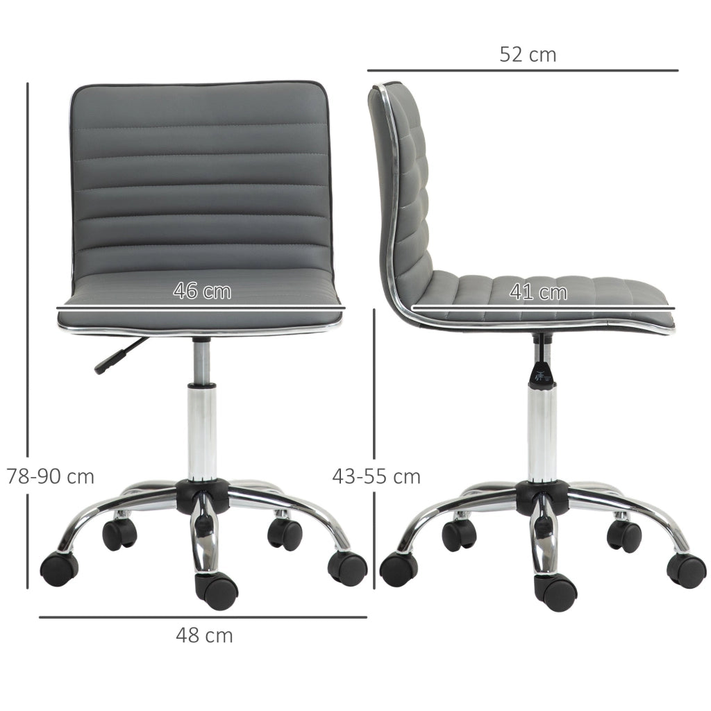 Sedia Poltrona Operativa da Ufficio Ergonomica con Altezza Regolabile in Pelle PU Grigio Scuro