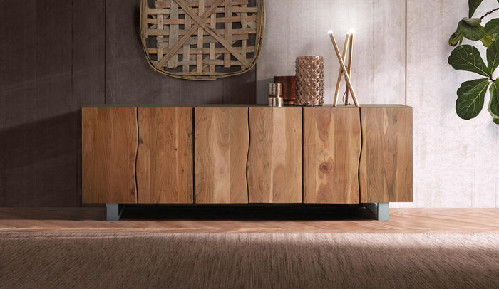 Credenza in massello di acacia e metallo