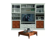 Parete attrezzata porta tv classica legno bianco e noce 300x46x240 - Mobili 2G