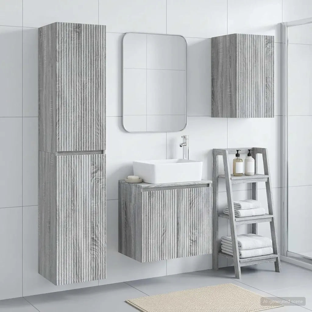 Set di mobili per il bagno 3 pz Sonoma grigio 3406079