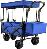 Carrello trasportabile pieghevole con tetto - 927 x 543 x 985 cm - pneumatici - capacità di carico 100 kg - colore blu