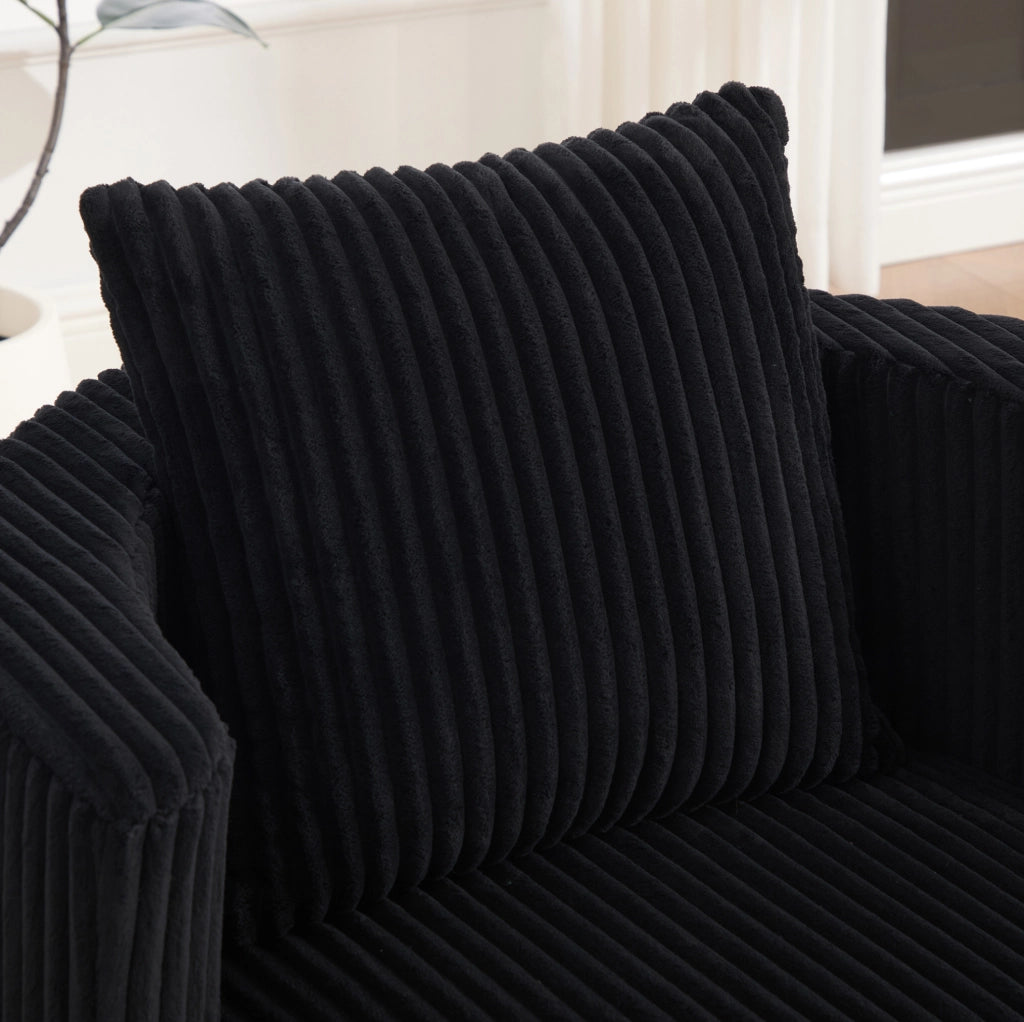 Sedia relax girevole 360° in corduroy con vano contenitore; 76 cm; nera