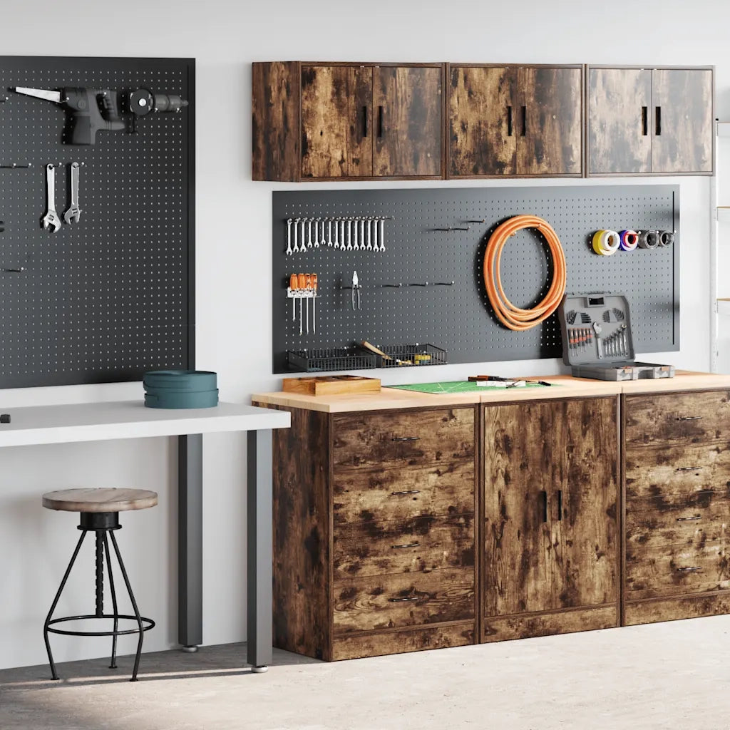 Armadi da Garage 2 pz Rovere Fumo in Legno Multistrato 3328336