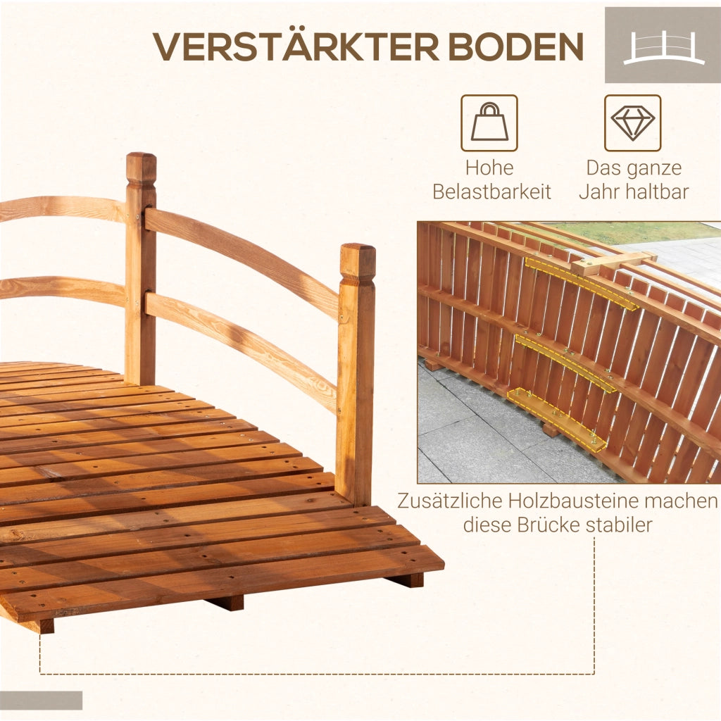 Ponticello da Giardino in Legno Massello ¨C zephmum ¨C 185 cm, Arancione, con Gelander