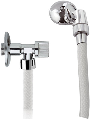 Doccetta per bidet con flessibile, rompigetto con gancio, appendino e rubinettino sottolavabo