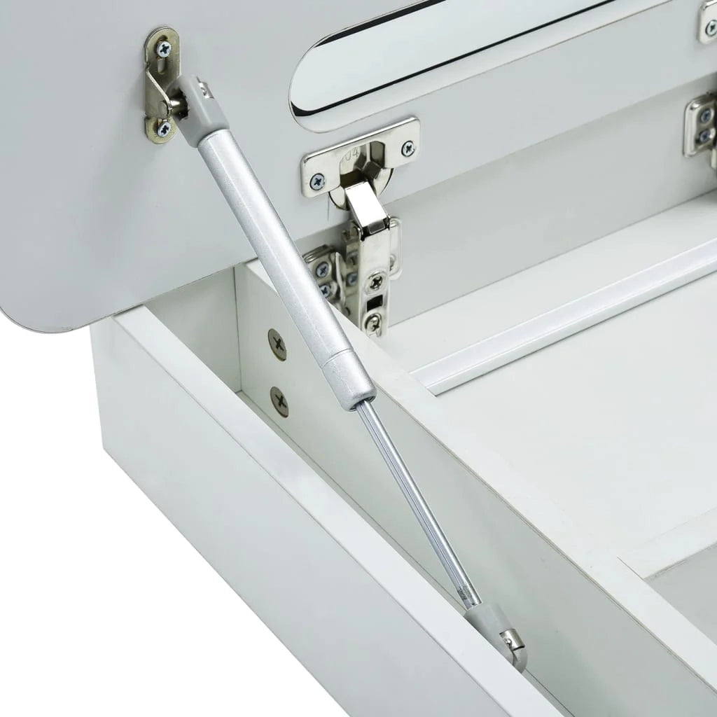 Mobiletto da bagno con specchio LED 80 x 9,5 x 55 cm MDF bianco 02_0006570