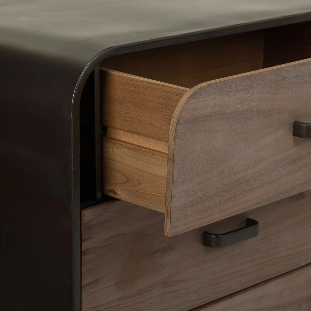 Cassettiera in metallo e legno nero 120x40x78,5h cm